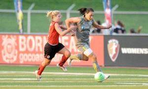 Holmfridur Magnusdottir is on the ball