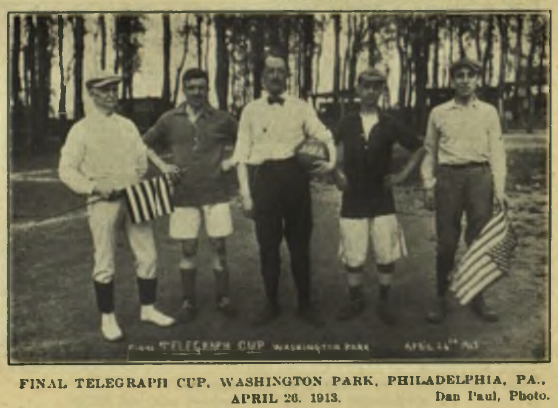 Linesman, team captains, and referee at the Allied Amateur Challenge Cup final
