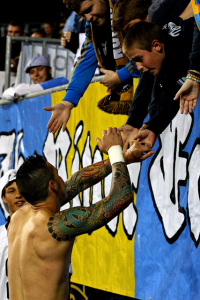 Califf routinely met up with fans on-field after home games. (Photo: Paul Rudderow)