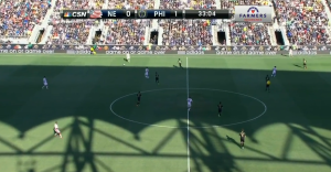 Fernandes drops deep to create the Union's defensive shape. 