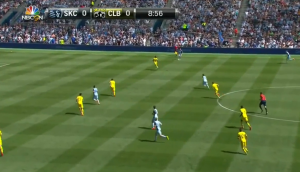 Besler plays the ball across the field to Zusi.