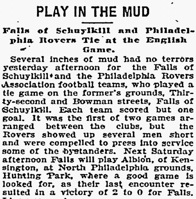 Mud and the English game. Philadelphia Inquirer, January 16, 1898