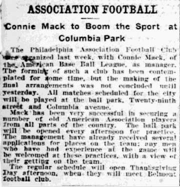 Connie Mack to boom soccer 10-31-1901 Inq p6