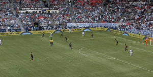 Though White's curiously soft defense on this throw is notable, it hardly stands out on a play where everybody is going through the motions. Click to play.