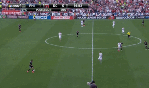 Wenger presses too high, allowing DC to bypass him and pull Carroll from the center.