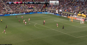 Against any single defender, CJ Sapong should be a target for a ball to his feet. If he doesn't turn the player, he will draw defenders and can find space. 