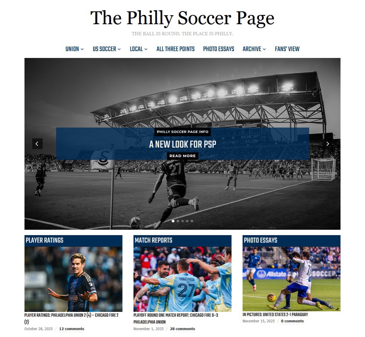 Hello PSP readers! It’s been a minute but we’re logging back into Instagram to tell you some big news:

We just launched a new design for our website! This new look is easier to navigate and readily features the great pictures our photographers capture. 

We plan to continue providing full coverage of all Philadelphia Union and Union II action, while bringing back some old staples of PSP. 

Whether you’re a long time reader or only just discovered us, we’re excited to have you along for the ride as the Philly Soccer Page journey continues into a new era.

Check out the new design online through the link in our bio and let us know what you think of it!

#theballisround⚽️ | #theplaceisphilly🐍
________________________________________________
#mls #psp #phillysoccer